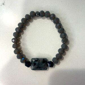One Grey Day bracelet- grey crystal & Larkivite gemstone